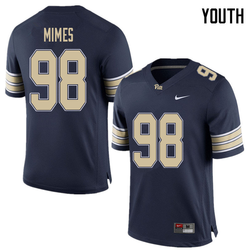 Youth #98 Kaymar Mimes Pittsburgh Panthers College Football Jerseys Sale-Home Blue